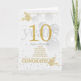 10 Jahre Sober Birthday Imitate Gold Glitzer Karte