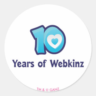 10 Jahre von Webkinz Logo Runder Aufkleber