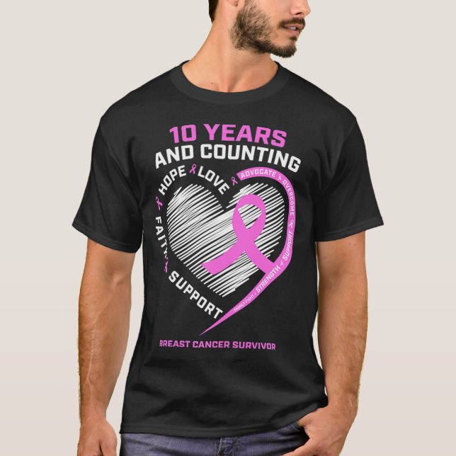 10-jährige Brustkrebserkrankung bei Frauen T-Shirt (Vorderseite)