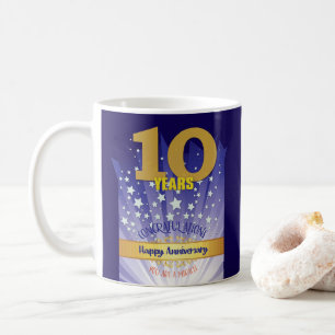 10-jähriges CUSTOM Erholung Jahrestag kühne Zahl Kaffeetasse
