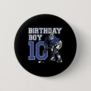 10-jähriges Eishockey-Motiv Geburtstagsfeier 10. Button