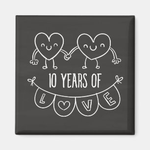 10. Jubiläum Geschenk Chalk Herzen Magnet