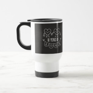 10. Jubiläum Geschenk Chalk Herzen Reisebecher