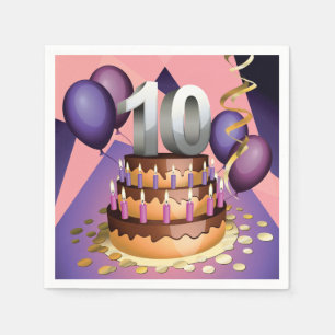 10. Jubiläum Kuchen Papier Napkins Serviette
