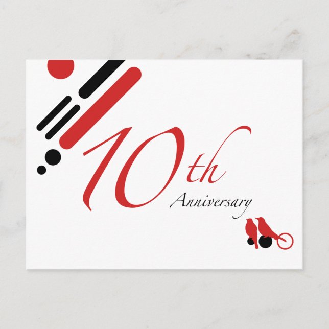 10. Jubiläum (Mod-Vögel) Postkarte (Vorderseite)