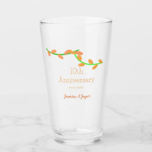 10. Jubiläum orange Lavendelblatt Name Klassiker Glas