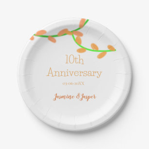 10. Jubiläum orange Lavendelblatt Name Klassiker Pappteller