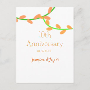 10. Jubiläum orange Lavendelblatt Name Klassiker Postkarte