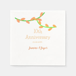10. Jubiläum orange Lavendelblatt Name Klassiker Serviette