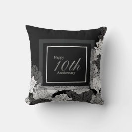 10. Jubiläum: Schwarz, Silber und Weiß Kissen