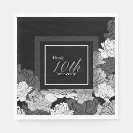 10. Jubiläum silber, schwarz und weiß Servietten