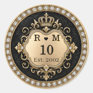 10. Jubiläums-Monogramm Goldsiegel Runder Aufkleber