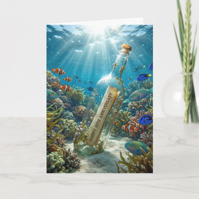 10. Jubiläumsbotschaft in einer Flasche Karte (Vorderseite)