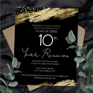10. Klasse Wiedersehen Black and Gold Einladung