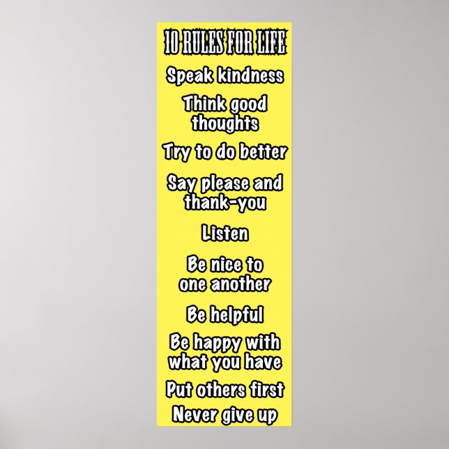 10 Lebensregeln (gelb) Poster (Vorne)