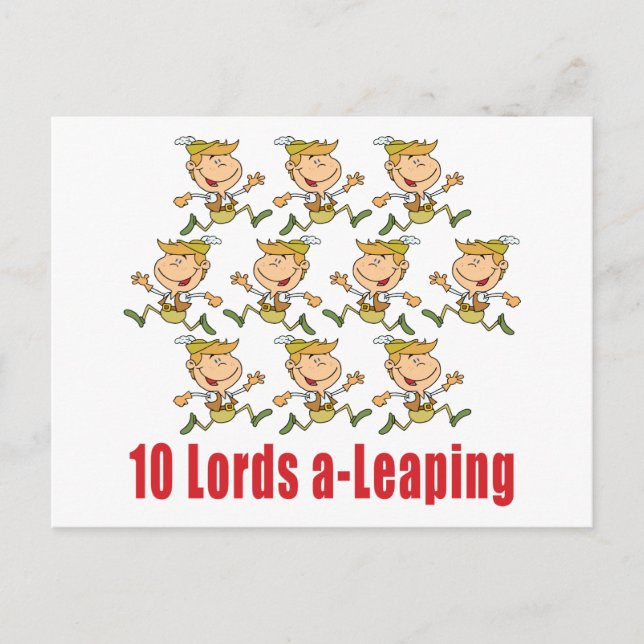 10 Lords a-Leaping Postkarte (Vorderseite)