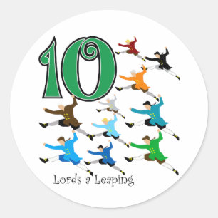 10 Lords Leaping Runder Aufkleber