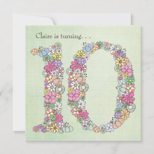 10. Mädchen Geburtstagsparty Custom Einladung