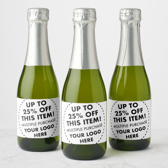 10 Mini Étiquettes  de bouteille de champagne 25%  (Bouteilles)