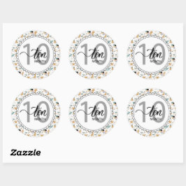 10 Monate Meilenstein Baby Giraffen und Balloons Runder Aufkleber