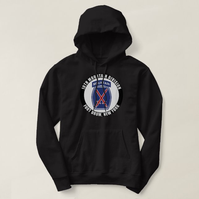 10. Mountain Division Fort Drum New York Emblem V Hoodie (Design vorne)