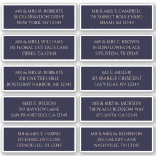 10 Name der einzelnen Gäste Anschrift Mystical Nav Aufkleber