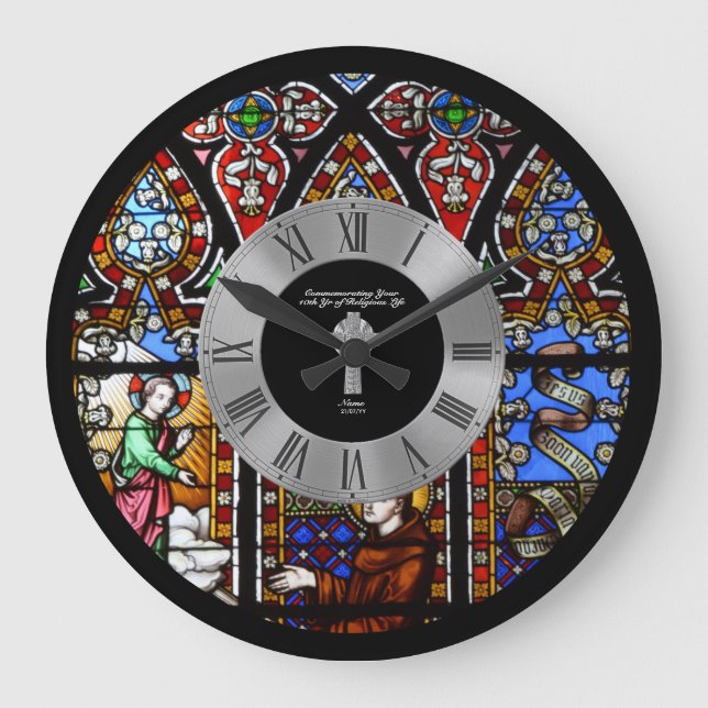 10. Ordination Jubiläum festes Glas Custom Große Wanduhr (Vorderseite)