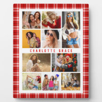 10 Photo Modern Trendy Red Plaid Stylish Name