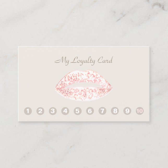 10 Punch Pink Glitzer Lips Kundenkarte Treuekarte (Vorderseite)