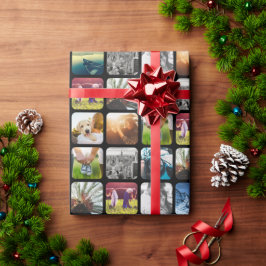 10 quadratische Foto-Gittervorlage gerundeter schw Geschenkpapier