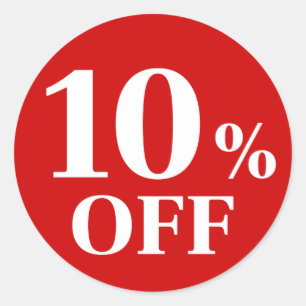 10% Rabatt Roter Hintergrund Klassischer Rund Stic Runder Aufkleber