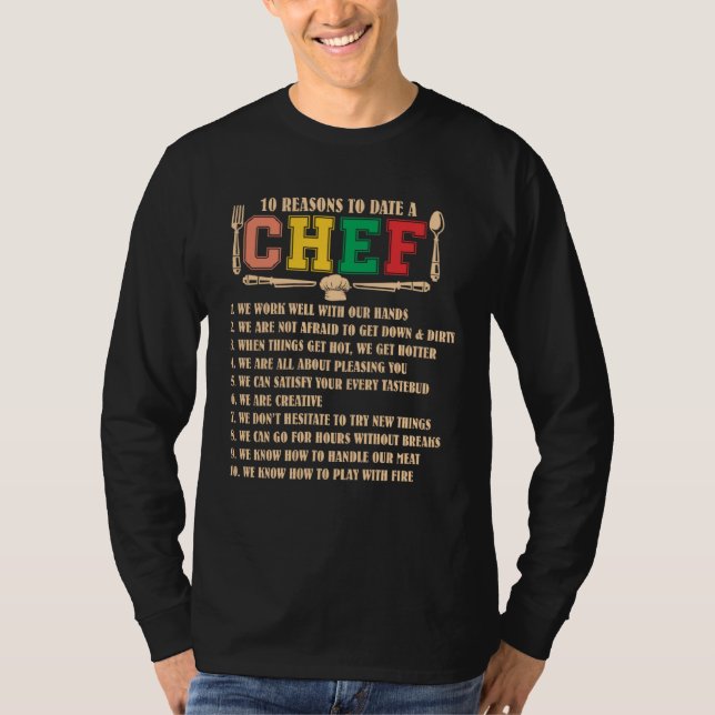 10 Reasons To Date A Chef  Chief Cook Retro Culina T-Shirt (Vorderseite)