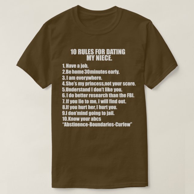 10 Regeln für den verabred meines Niece Protective T-Shirt (Design vorne)