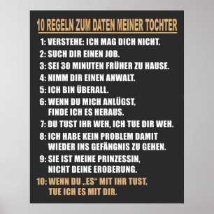 10 Regeln zum Thema "Daten". Vater. Lustig Poster
