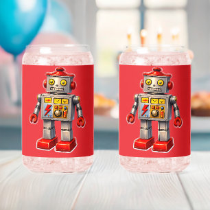 10 robot rouge verre peut de