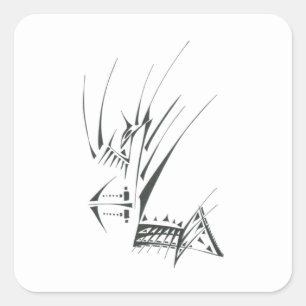 10 Schwarz-Weiß-Abstrakt-Tribal-Tattoo-Kunst Quadratischer Aufkleber
