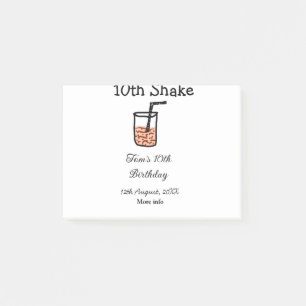 10. Shake 10. Geburtstag Milchshake-Schreiber Post-it Klebezettel