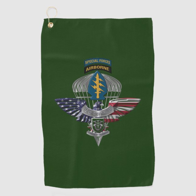 10. Special Forces Group (Im Flugzeug) Adler Golfhandtuch (Vorderseite)