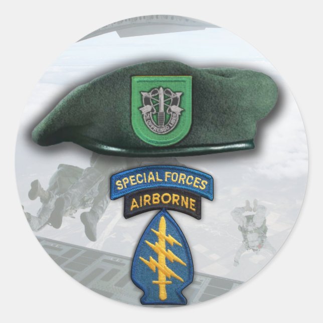 10. Spezialeinheiten Grüne Berets Veteranen blinke Runder Aufkleber (Vorderseite)