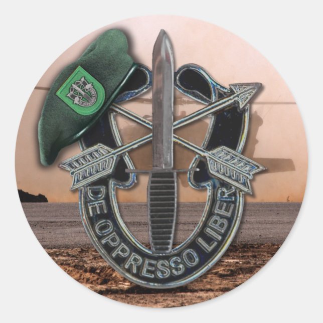 10. Spezialstreitkräfte Grüne Berets Veteranen Runder Aufkleber (Vorderseite)