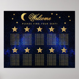 10 Tabelle Celestial Wedding Blue Gold Seating Cha Poster