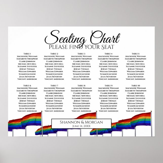 10 Tabelle Gay Pride Hochzeitsrabatt Poster (Vorne)
