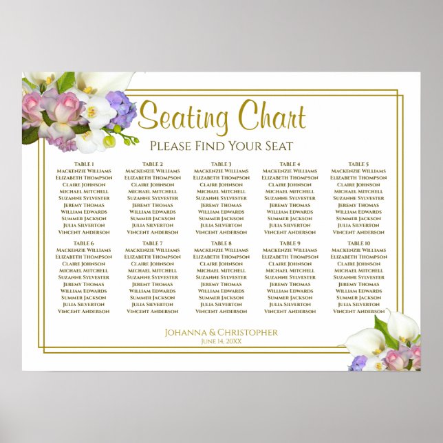 10 Tabelle Hochzeitskartentafel Pastell floral Poster (Vorne)