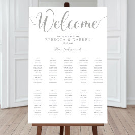 10 Tabelle Silver Wedding Seating Chart Poster