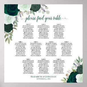 10 Tabelle Smaragdgrüne Rose Hochzeitskarte Poster