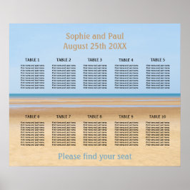 10 Table Beach Wedding Seating Chart Poster