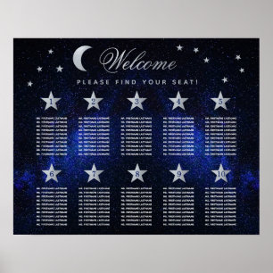 10 Table Stars Sky Celestial Wedding Seating Chart Poster