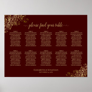 10 Tableau Mariage Plat Auburn & Lacy Gold