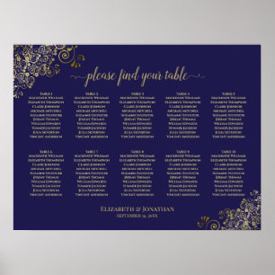 10 Tableau Mariage Siège Carte Marine Blue Gold La