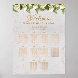 10-Tisch-Hochzeit Sitzplan Calla-Lilien Marmor Poster
